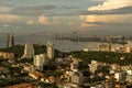 Pattaya cityscape on sunset show beach curve