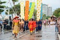 Pattaya Elephant Village parade marching in International Fleet Royalty Free Stock Photo