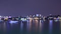 Pattaya Pier At night there is a beautiful light. And there are many boats Waiting for tourists Royalty Free Stock Photo