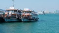 Pattaya, Thailand. - April 6, 2016 : Big Ferry Boats stop at pier in the sea, main transportation for connecting Pattaya downtown Royalty Free Stock Photo