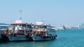 Pattaya, Thailand. - April 6, 2016 : Big Ferry Boats stop at pier in the sea, main transportation for connecting Pattaya downtown Royalty Free Stock Photo