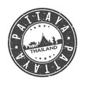 Pattaya Thailand Asia Stamp Logo Icon Symbol Design Skyline City Vector.