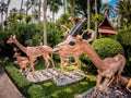 Garden landscape of Suan Nongnooch Pattaya, Scenery of French garden, blue sky and green