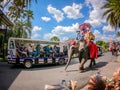 People or travellers ride elephantÃ¢â¬â¹s tour park at Garden landscape of Suan Nongnooch