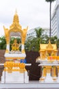 PATTAYA, THAILAND - JANUARY 7, 2017: Beautiful golden Brahma statue. Copy space for text.