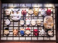 Pattaya, Thailand - March 7, 2019: Collections of a traditional theater masks from a japan culture in Terminal 21 Pattaya Thailand