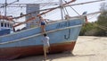 Pattaya, Thailand - May 18, 2019: Romantic holidays and luxury travel. Young lovers get up climb into the boat. Sailing