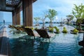 Pattaya Thailand, modern Hilton hotel at ocean front beach road Pattaya modern infinity pool Royalty Free Stock Photo