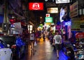 PATTAYA, THAILAND - OCTOBER 12, 2016: Crowded night street full