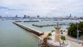 Beautiful aerial view of Balihai lighthouse port area