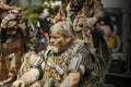 Elderly man with beard dressed as fighter in end times after global apocalypse at public fantasy festival Royalty Free Stock Photo