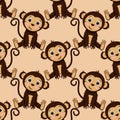 Seamless pattern with sitting monkey - vector illustration, eps