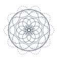 Stylized flower design isolated on white background, round design element Royalty Free Stock Photo