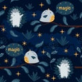 Seamless pattern with magic in the forest - vector illustration, eps Royalty Free Stock Photo