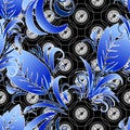 Blue nature pattern on black and white Royalty Free Stock Photo