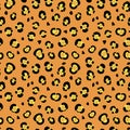 Floral animal print leopard seamless repeat pattern in next-level black, lemon fizz and iced mango
