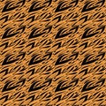 Floral animal print tiger seamless repeat pattern in next-level black and iced mango