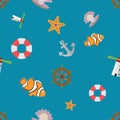 Seamless pattern on marine theme. Royalty Free Stock Photo