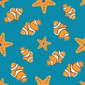 Seamless pattern on marine theme. Royalty Free Stock Photo