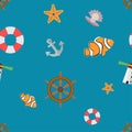 Seamless pattern on marine theme. Royalty Free Stock Photo