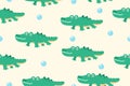 Baby cute smiling crocodile cartoon pattern Royalty Free Stock Photo