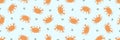 Cute baby crab ocean doodle pattern