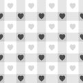 Heart gingham seamless pattern, grey ,white Royalty Free Stock Photo