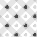 Heart gingham seamless pattern, grey , white Royalty Free Stock Photo