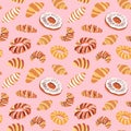 Hand drawn vintage dessert food seamless pattern Royalty Free Stock Photo