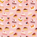 Hand drawn vintage dessert food seamless pattern Royalty Free Stock Photo