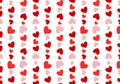 Lovely seamless pattern with red hearts of various shapes on a white background. Royalty Free Stock Photo