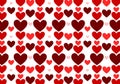 Cute lovely seamless pattern with red hearts of various shapes on a white background. Royalty Free Stock Photo