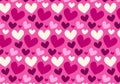Lovely seamless pattern with pink hearts of various shapes. Royalty Free Stock Photo