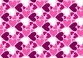 Lovely seamless pattern with pink hearts of various shapes. Royalty Free Stock Photo