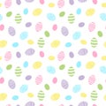 Easter eggs on a white background, seamless pattern in pastel shades, color vector illustration Royalty Free Stock Photo