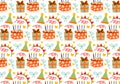 Cute cartoon seamless Birthday pattern. Royalty Free Stock Photo