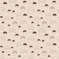 Easter cake, seamless pattern, monochrome contour line illustration in brown shades, vector Royalty Free Stock Photo