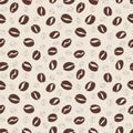 Coffee beans, seamless pattern, vector illustration, flat design. Organic coffee is hand-drawn Royalty Free Stock Photo