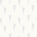 Hand-drawn flowers with a line on a light background seamless pattern vector illustration Royalty Free Stock Photo