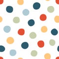 Seamless pattern with colorful polka dot. Vector elements in doodle style for background, wallpaper, textile, cover, banner, greet Royalty Free Stock Photo