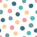 Seamless pattern with colorful polka dot. Vector elements in doodle style for background, wallpaper, textile, cover, banner, greet Royalty Free Stock Photo