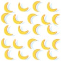 Pattern abstract bananas. Yellow moon background.