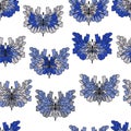 Pattern of abstract butterflies in blue and gray colors