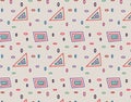 Pattern with abstract colorful triangles, squares and ovals Royalty Free Stock Photo
