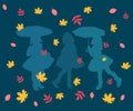 Pattern, abstract, illustration, design, art, autumn, wallpaper, colorful, leaf, flower, seamless, decoration, flowers, blue, yell Royalty Free Stock Photo