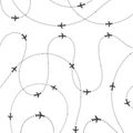 Pattern of the aircraft routes. Airplane trip texture for travelers. Ideal for packaging design, brochures, posters and