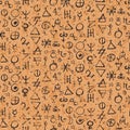 Pattern with alchemy symbols