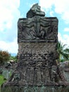 Pattern of ancient carving on the stone grave of waruga