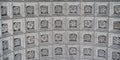 Pattern of arched ceiling of Paris's Arc de Triomphe is drawn in gray ink with symmetrical squares and flower Royalty Free Stock Photo