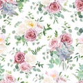 Pattern arranged from dusty pink, creamy white antique rose Royalty Free Stock Photo